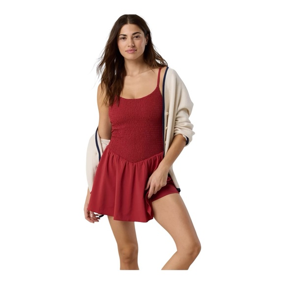 offline by Aerie Dresses & Skirts - OFFLINE By Aerie Real Me Smocked Flowy Dress in Summer Burgundy Size L